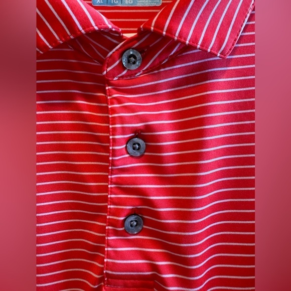 PGA Tour Orange White Striped Men’s Polo Shirt Sz XL - Picture 2 of 7